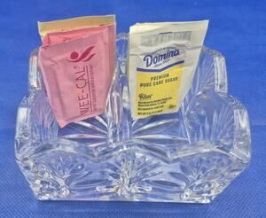 Fifth Avenue Portico Pattern Crystal Sugar Packet/Tea Caddy Footed Two-Partition